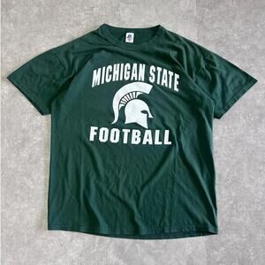 2000s Vintage Michigan State Football Green T Shirt Size L